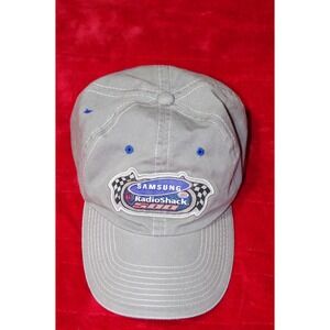 Samsung Radio Shack Racing Hat Ball‎ Cap EUC Gray Embroidered Checkered Flag